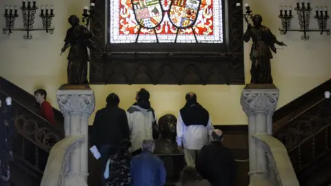 Getty Images Visitors enter the Pazo de Meiras palace