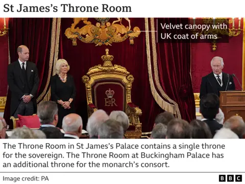 PA Media Details about the throne room at St James's Palace.