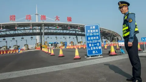 AFP Toll booths at the Hong Kong Macau bridge