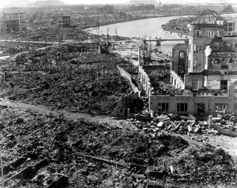 Getty Images A view of the devastation of Hiroshima after the atomic bomb