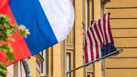 Getty Images Russian and american flags