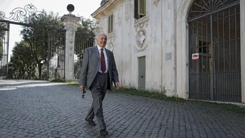 EPA Paolo Savona takes a walk in Villa Borghese public park in Rome, Italy, 25 May 2018