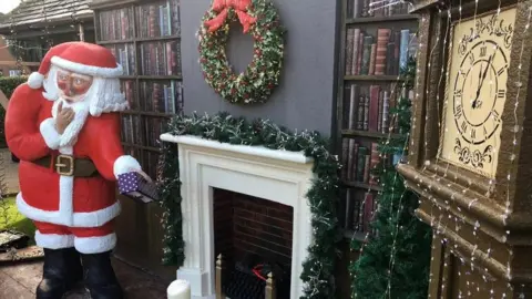 A festive scene carved out of polystyrene in a front garden in Essex.