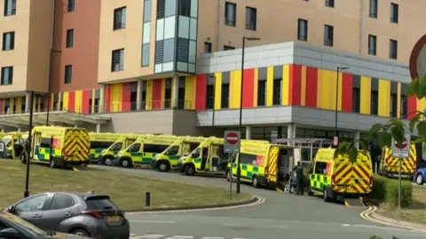 BBC ambulances outside hospital