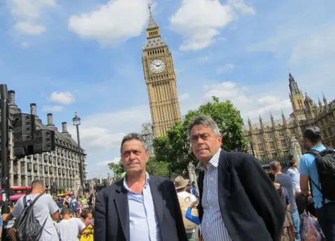 Nick and Chris Ferrey in front of Big Ben