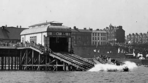 RNLI A historic photo of Cromer's lifeboat house and slipway