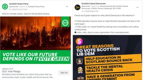 Facebook Ad Library Green Lib Dem ads