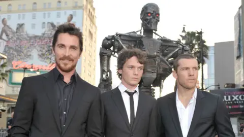 Getty Images Christian Bale, Anton Yelchin and Sam Worthington at the LA premiere of Terminator Salvation