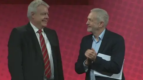 BBC Carwyn Jones and Jeremy Corbyn after Mr Corbyn's speech