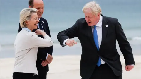 EPA Boris Johnson and Urusla von der Leyen at the G7 summit in Cornwall last month