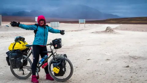 BBC Ishbel with her bike in Brazil