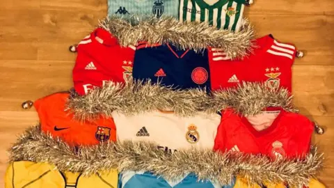PA Media Football shirts with tinsel