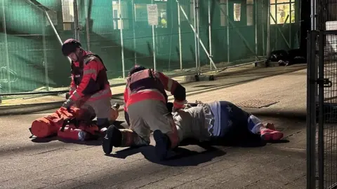 GMCA Emergency services attending to casualty in training exercise