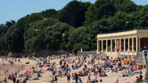 Getty Images A packed Barry beach