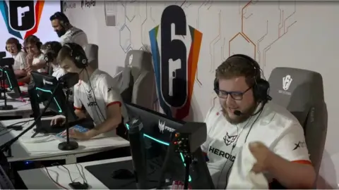 Screenshot from Twitch, Rainbow Six Siege Esports Jake with his teammates