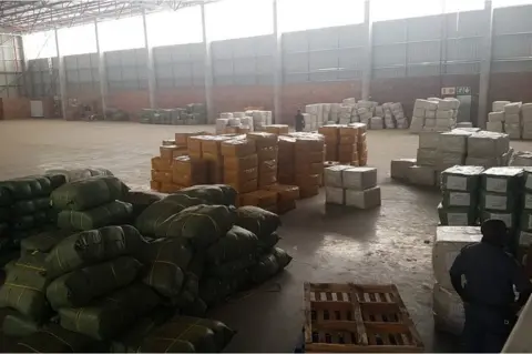 Interpol Boxes in a warehouse in Germiston, South Africa