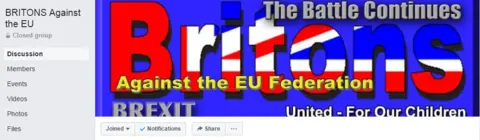 Britons against the EU/Facebook Snapshot of "Britons against the EU" page on Facebook