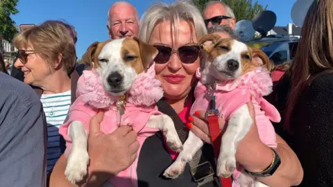 Deb and her two Jack Russell terriers