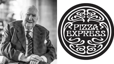 PizzaExpress Peter Boizot; and Pizza Express logo