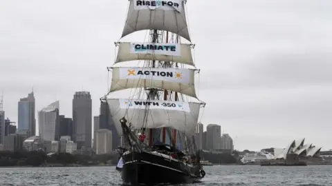 AFP The environmental ship Southern Swan in Sydney Harbour on 8 September 2018.