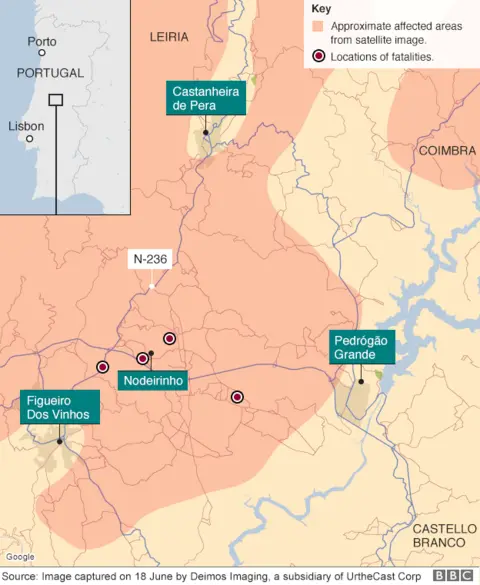 Map of forest fires in Portugal