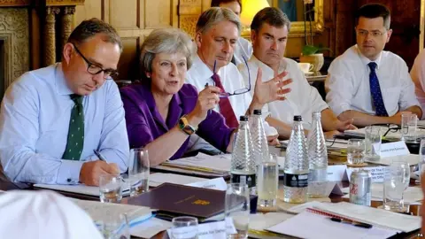 PA Theresa May and other cabinet ministers at Cheques last Friday