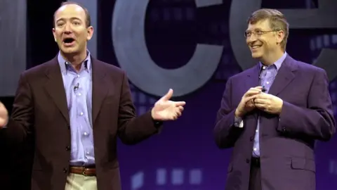 Getty Images Jeff Bezos and Bill Gates, pictured in 2001