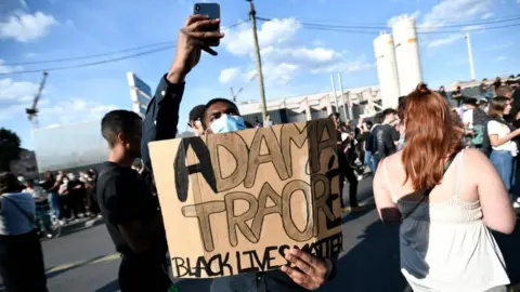 Getty Images Calls for justice for Adama Traore, who died after being detained in 2016, have re-ignited in France