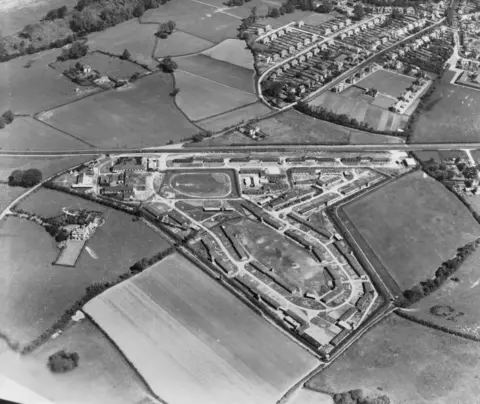 RCAHMW Aerial image of Island Farm in 1947