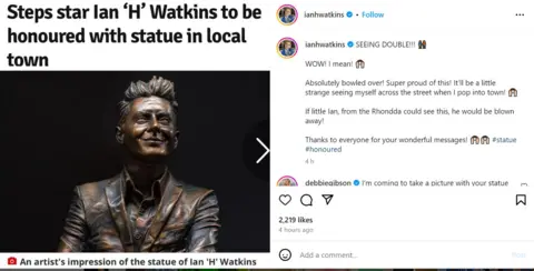 Instgram/Ian H Watkins H posted on Instagram about the statue