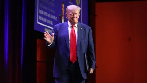 Getty Images Donald Trump at the annual Lincoln Dinner in Iowa