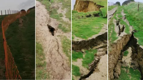 Dorset Council Crack in the cliff near West Bay