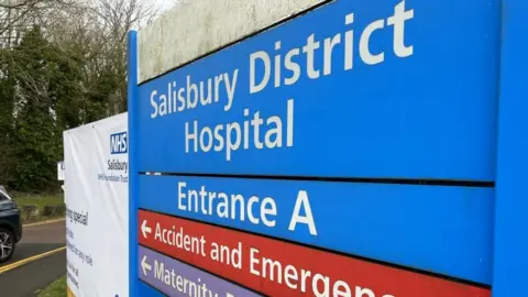 BBC Salisbury District Hospital sign