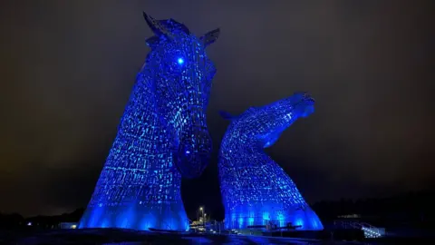 NHS Scotland Kelpies in blue