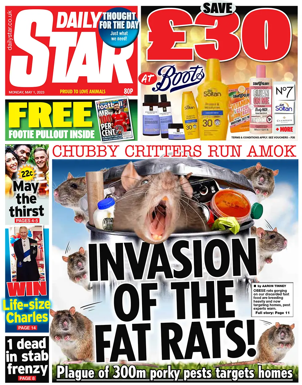 Front page of the Daily Star