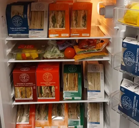 Random Cafe Sandwiches in a fridge