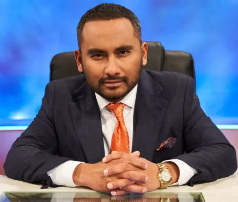 Amol Rajan on the set of University Challenge