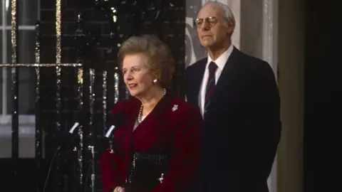 Getty Images Margaret and Denis Thatcher outside 10 Downing Street