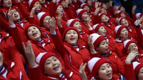 PA North Korean cheerleaders at the Winter Olympics