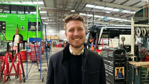 BBC/Jim Scott Ben Maxfield at Gateshead Riverside depot