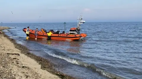 Stuart Howells/BBC Beach rescue on West Mersea beach in Essex
