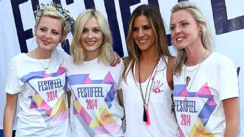 Getty Images (Left to right): Kris Hallenga, Fearne Cotton, Amanda Byram and Maren Hallenga at a music festival hosted by Coppafeel!