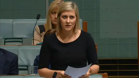 Parliament of Australia Susan Lamb delivers her speech in Australia's parliament