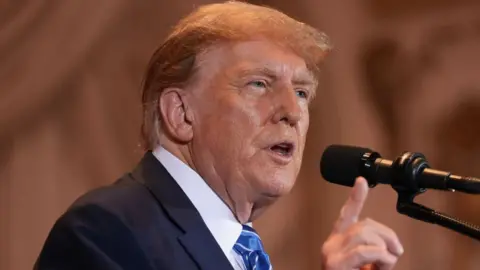 Getty Images Trump speaking on Tuesday