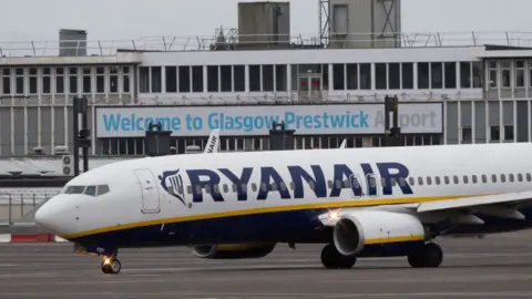 Getty Images Ryanair plane at Prestwick airport