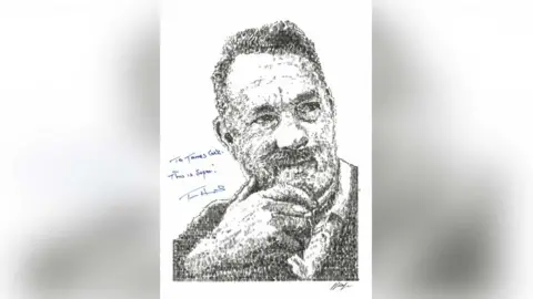 PA Media Typewriter art portrait of Tom Hanks