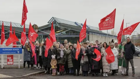 PA Members of Unison on the picket line outside Glenveagh School in November