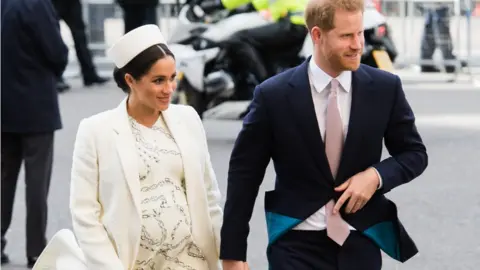 Getty Images Prince Harry, Duke of Sussex and Meghan, Duchess of Sussex attend the Commonwealth Day service at Westminster Abbey on March 11, 2019