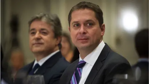 SEBASTIEN ST-JEAN/AFP/Getty Images Andrew Scheer (R), leader of the Conservative Party of Canada