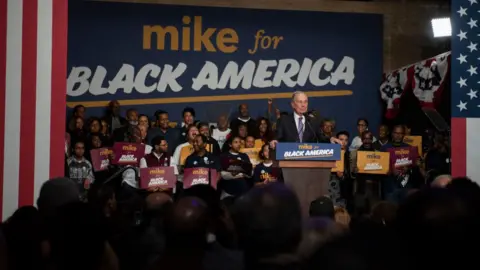 Getty Images Mr Bloomberg campaigns for black voters in Houston, Texas on 13 February, 2020.